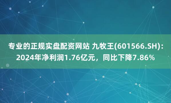 专业的正规实盘配资网站 九牧王(601566.SH)：2024年净利润1.76亿元，同比下降7.86%